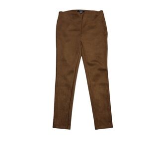 CHAPS Faux Suede Legging Pants Mid Rise Super Stretch Brown NWT Womens‎ Medium